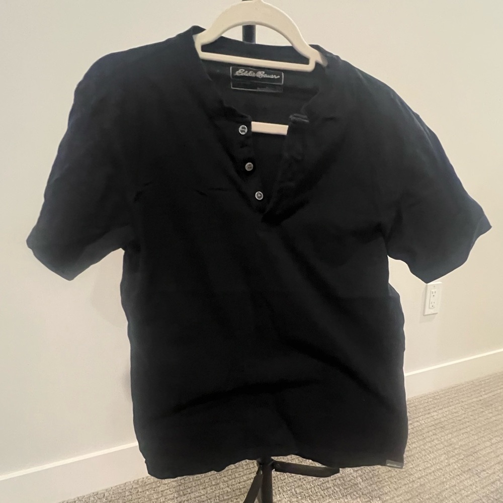 Eddie Bauer Men's Black Short Sleeve Henley